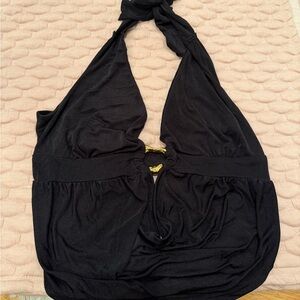 Elegant Black Women's top with gold center piece